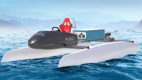 Electric Powered Catamaran on water