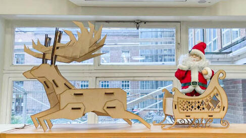 santa and his sleigh laser cut out of MDF sheets