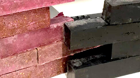 HDPE Bricks of different types in alternating layer pattern