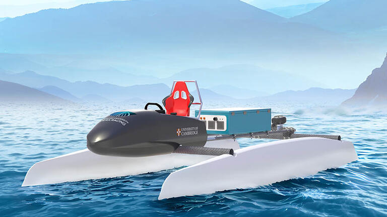 Electric Powered Catamaran on water